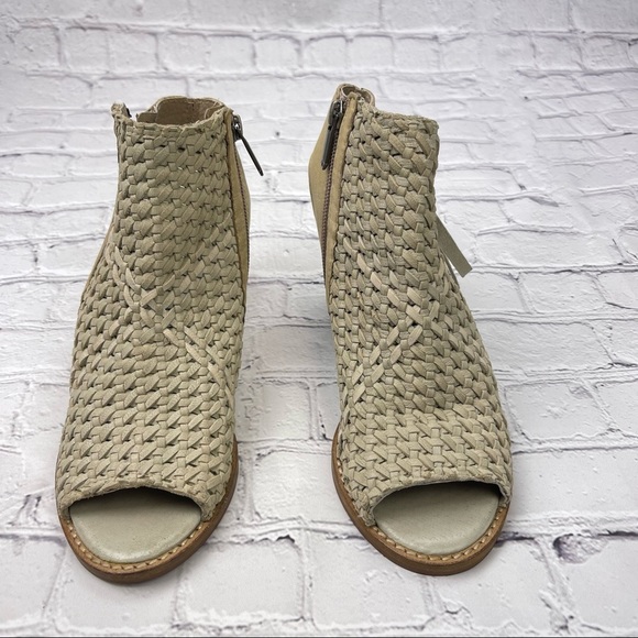 Sam Edelman Ankle peep toe booties sandals 6.5 Leather Beige Block heel - Picture 4 of 9